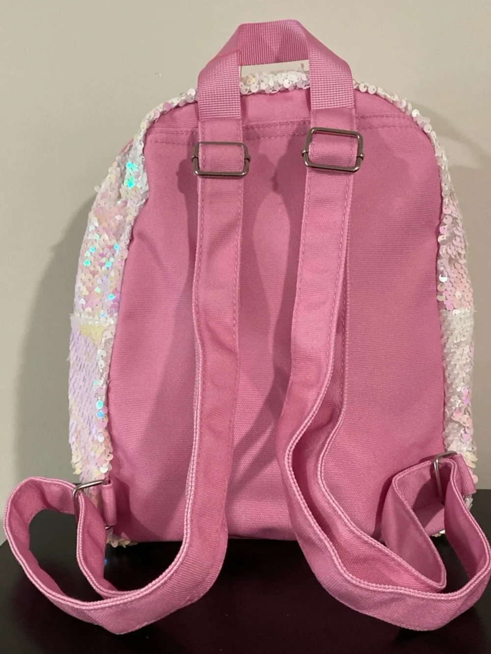 Cat & Jack Pink Sequin Bear Mini Backpack with Pom Ears